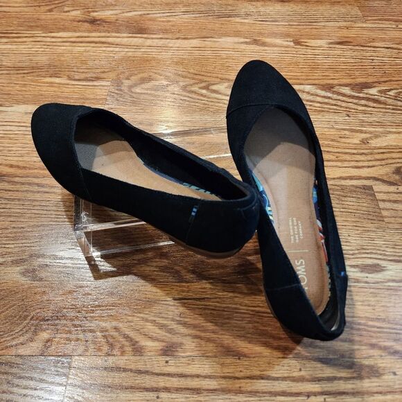 Tom's Jutti Neat Black Suede Flats Slip on Shoes Women's Size 8W - Picture 4 of 14
